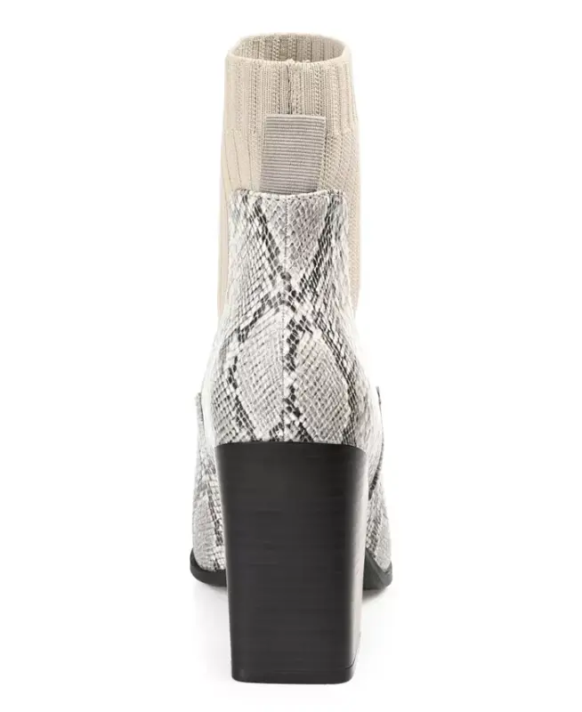 Women's Adalia Knit Block Heel Booties-Snake - 3