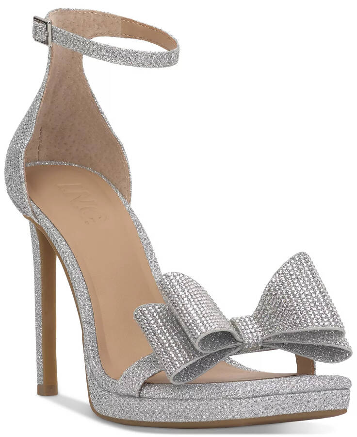 Women's Ajira Bow Evening Sandals, Created for Modazone Silver Glitter - 1