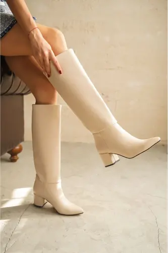 Women's Akel Knee-High Boots - Nude Leather 