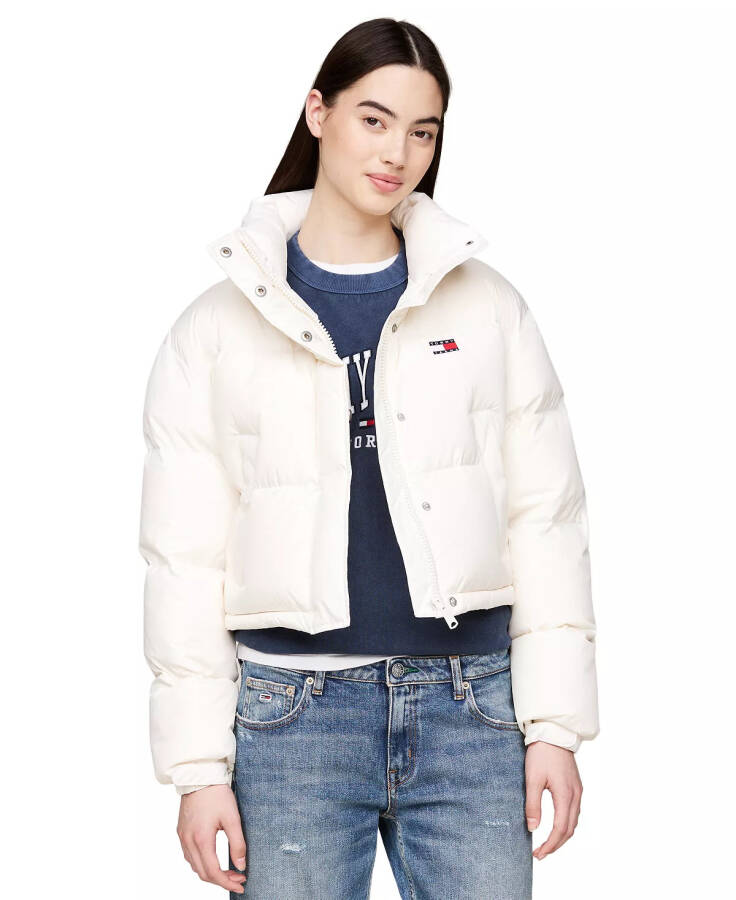 Women's Alaska Logo Flag Puffer Coat ANCIENT WHITE - 1