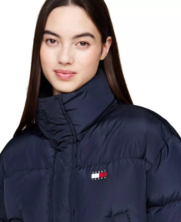 Women's Alaska Logo Flag Puffer Coat DARK NIGHT NAVY - 3