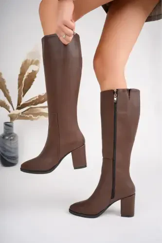 women's aliss long boot-COFFEE - GİYSONE (1)