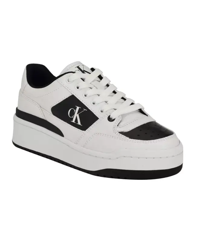 Women's Alondra Casual Lace-Up Sneakers-Black/White - CALVIN KLEIN
