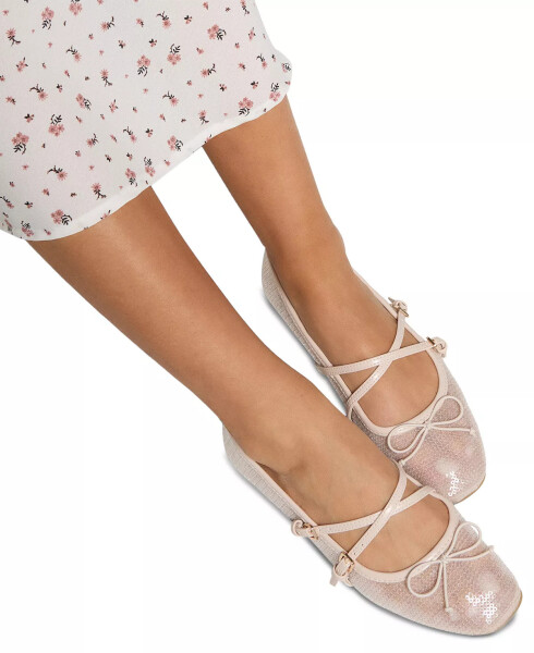 Women's Amberlee Cross Strap Ballet Flats-Grey Mesh - 6