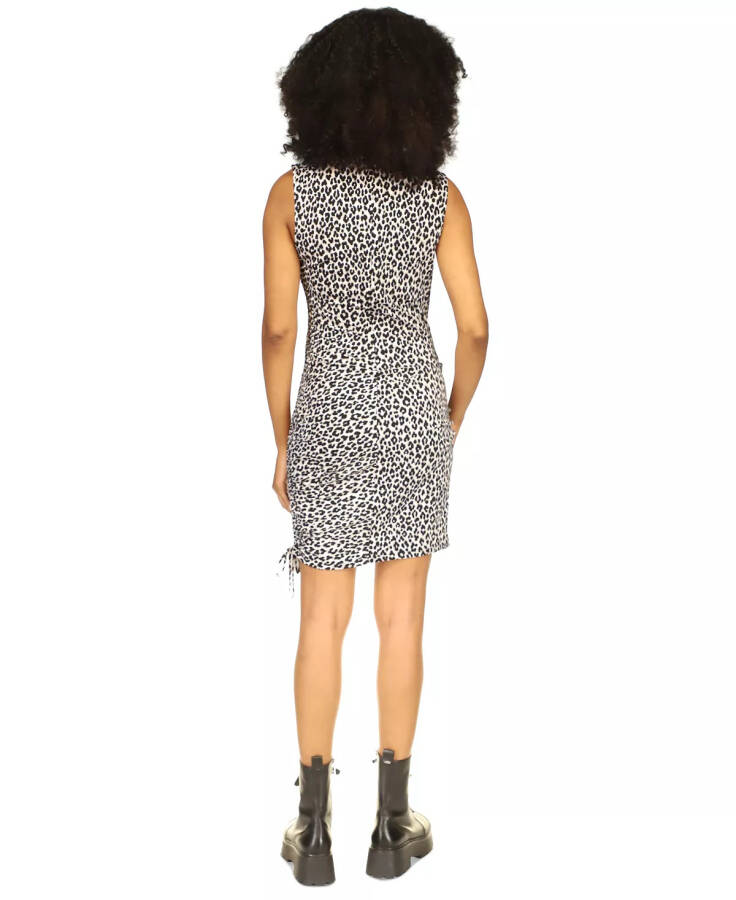 Women's Animal-Print Sleeveless Ruched Dress Aluminum - 2