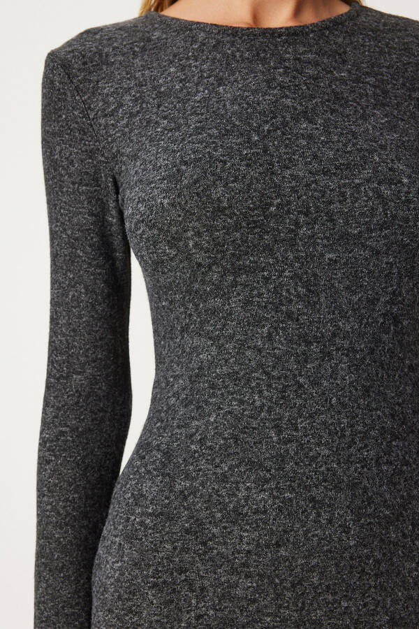 Women's Anthracite Bodycon Midi Knit Dress FN03346 - 4