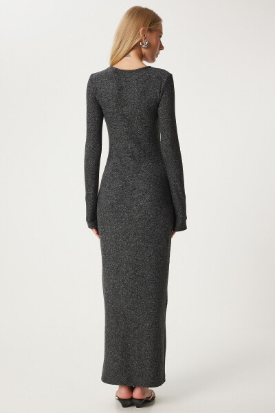 Women's Anthracite Bodycon Midi Knit Dress FN03346 - 5