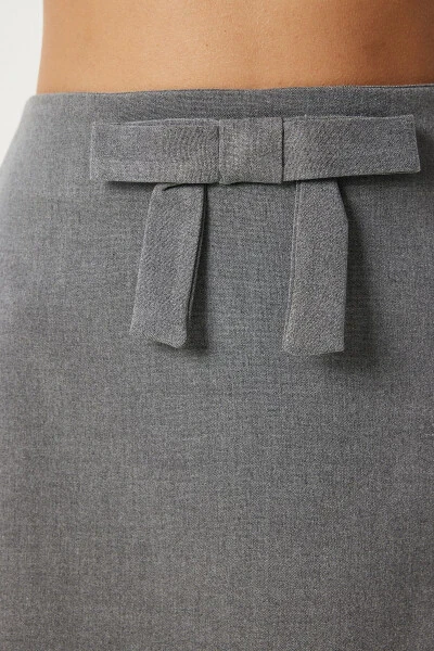 Women's Anthracite Bow Detail Mini Woven Skirt UL00043 - 3