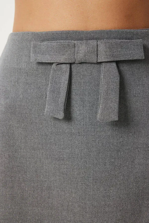 Women's Anthracite Bow Detail Mini Woven Skirt UL00043 - 3