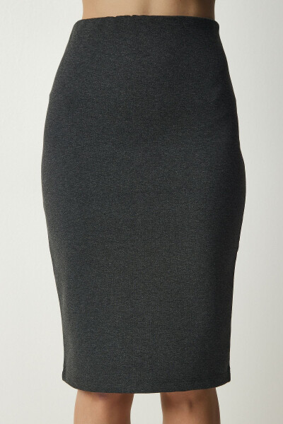 Women's Anthracite Slit Steel Knit Skirt UB00162 - 6