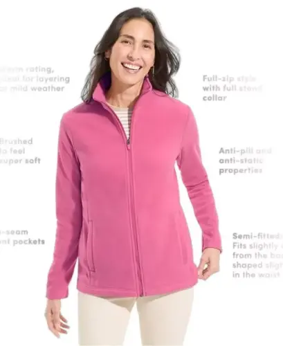Women's Anyweather Fleece Full Zip Jacket - Light raspberry/burgundy - LANDS' END (1)