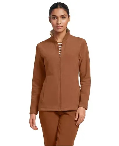 Women's Anyweather Fleece Full Zip Jacket - Rich ginger brown/light camel - LANDS' END (1)