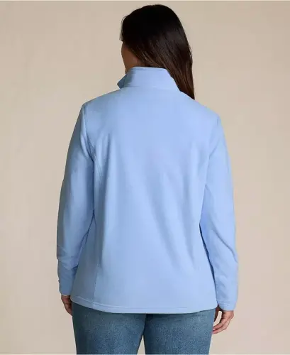 Women's Anyweather Fleece Quarter Zip Pullover - Clear blue sky - LANDS' END (1)