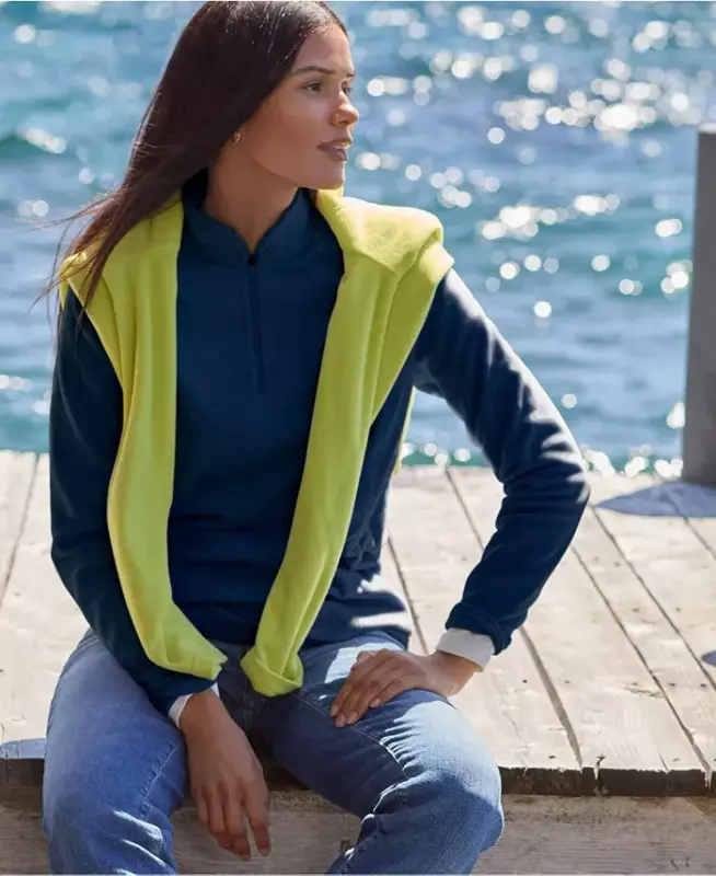 Women's Anyweather Fleece Quarter Zip Pullover-Deep sea navy - 2