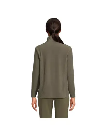 Women's Anyweather Fleece Quarter Zip Pullover - Forest moss - LANDS' END (1)