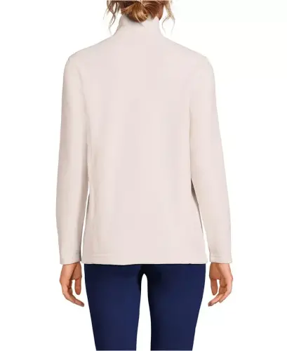 Women's Anyweather Fleece Quarter Zip Pullover - Ivory latte - LANDS' END (1)