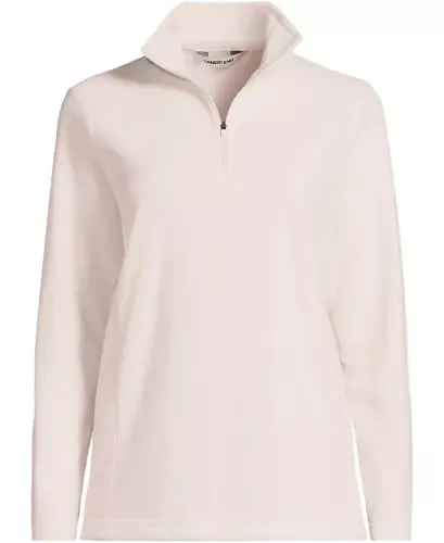Women's Anyweather Fleece Quarter Zip Pullover - Ivory latte - LANDS' END (1)