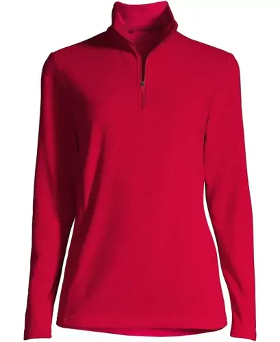 Women's Anyweather Fleece Quarter Zip Pullover-Rich red - LANDS' END (1)