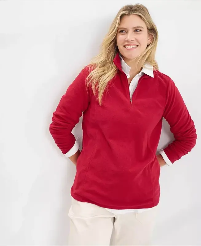 Women's Anyweather Fleece Quarter Zip Pullover-Rich red - 4