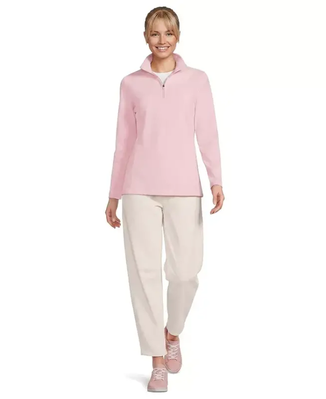 Women's Fleece Quarter Zip Pullover - Sea salt pink - 1
