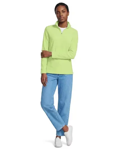Women's Fleece Quarter Zip Pullover - Soft apple green 