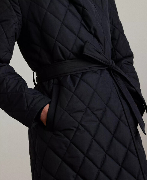 Women's Asymmetric Belted Quilted Coat Dk Navy - 4