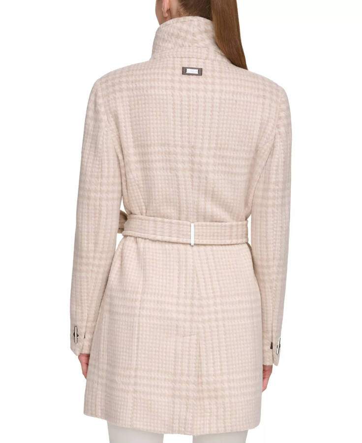 Womens Asymmetrical Belted Wrap Coat, Created for Modazone Beige/Ivory Plaid - 2