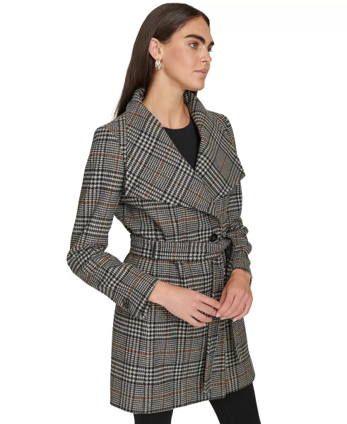 Women's Asymmetrical Belted Wrap Coat, Created for Modazone Black/Brown - 3