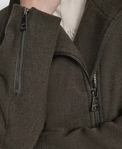 Women's Asymmetrical Zip Coat - Loden - 5