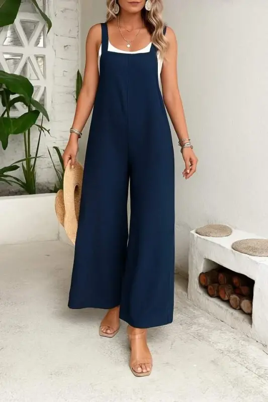Women's Asymmetrical Zippered Wide Leg Valencia Jumpsuit - BÜYÜKBEDENIZ