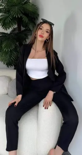 Women's Atlas Fabric Jacket and Trousers Suit - BÜYÜKBEDENIZ (1)