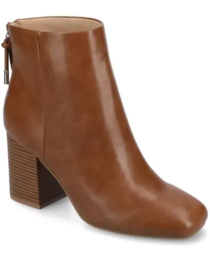 Women's Audrina Stacked Heel Dress Booties - Cognac 