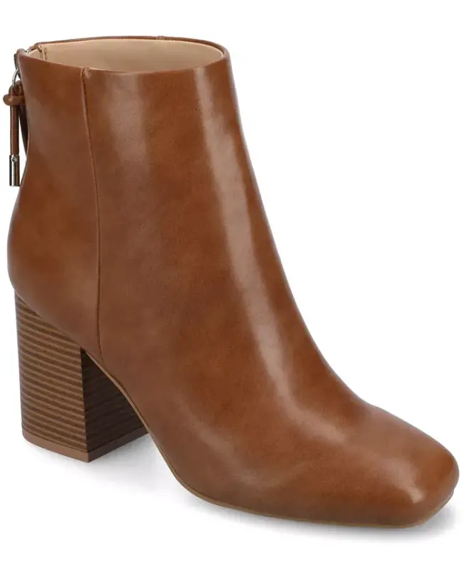 Women's Audrina Stacked Heel Dress Booties - Cognac - 1