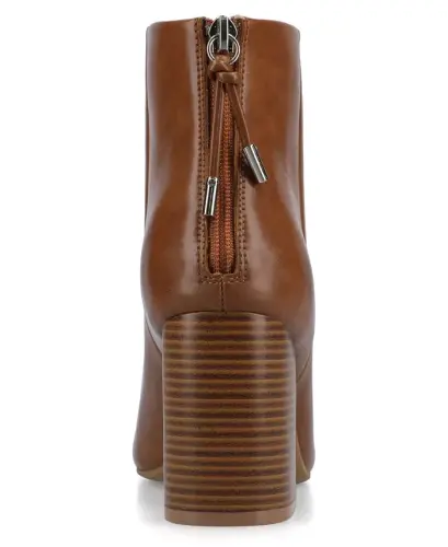 Women's Audrina Stacked Heel Dress Booties - Cognac - 3