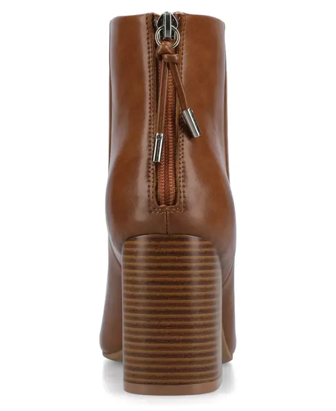 Women's Audrina Stacked Heel Dress Booties - Cognac - 3