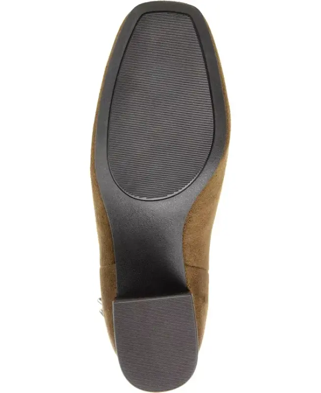 Women's Audrina Stacked Heel Dress Booties - Olive - 5