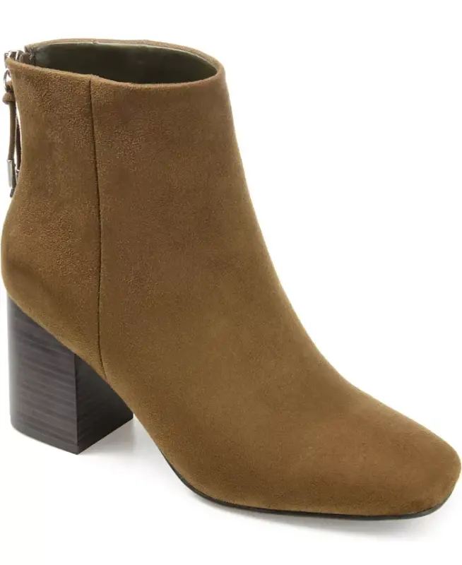 Women's Audrina Stacked Heel Dress Booties - Olive - JOURNEE COLLECTION