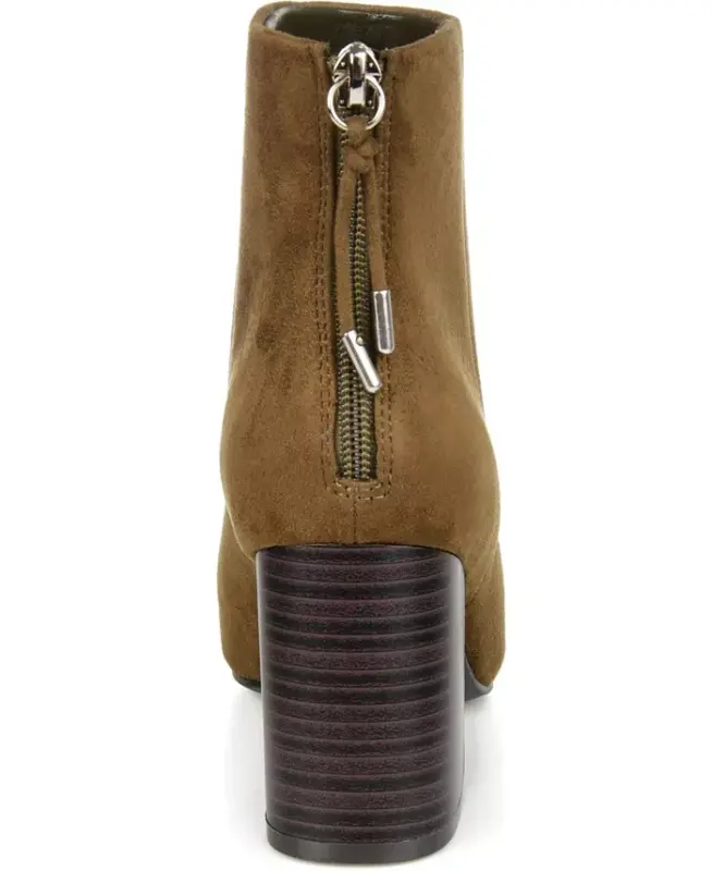 Women's Audrina Stacked Heel Dress Booties - Olive - 3