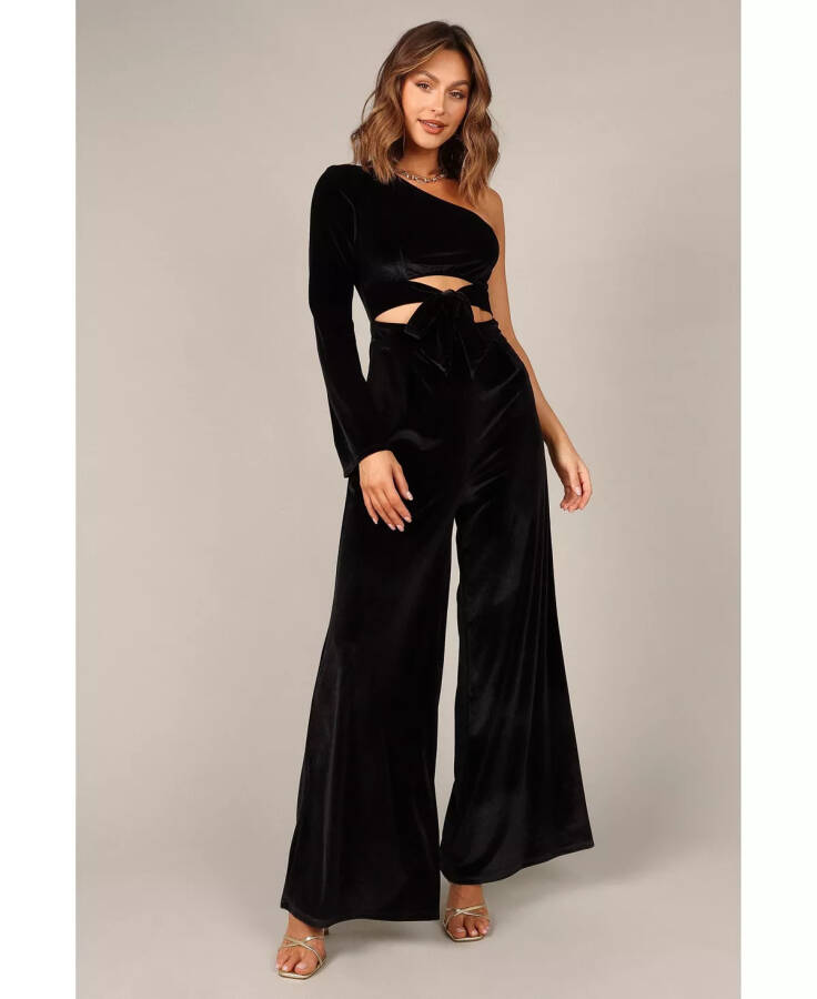 Women's Avery Velvet Jumpsuit Black - 1