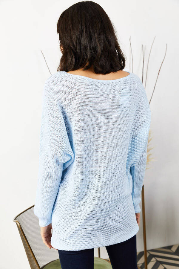 Women's Baby Blue Relaxed Thessaloniki Knitted Pullover KZK-19000051 - 5