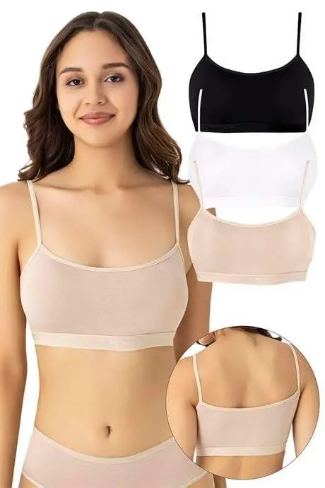 Women's Bamboo Stringed Removable Padded Bralette Colorful 3-Pack - 1
