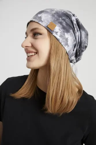 Women's Batik, Trendy Rope Detailed 4 Seasons Hat Beanie Buff Ultra Soft Natural Combed Cotton-Batik - 6