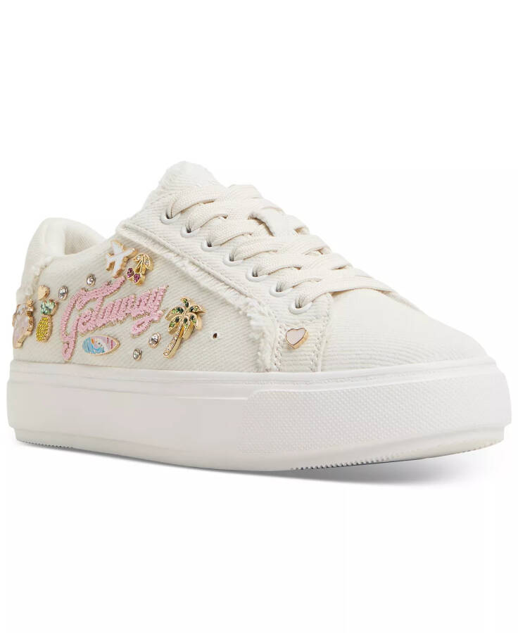 Women's Beachvibes Embellished Lace-Up Sneakers-Ivory Denim - 1