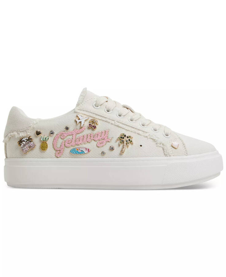 Women's Beachvibes Embellished Lace-Up Sneakers-Ivory Denim - 2