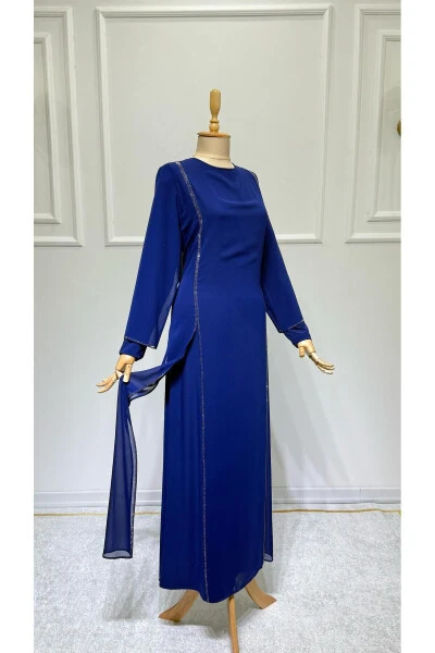 Women's Beaded Chiffon Long Sleeve Beaded Evening Dress New Season - 2