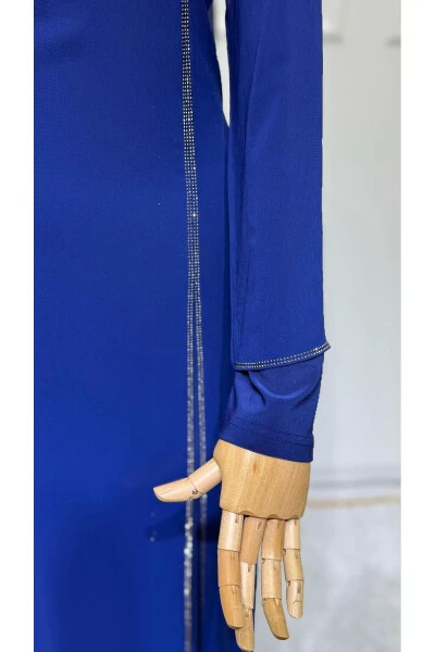 Women's Beaded Chiffon Long Sleeve Beaded Evening Dress New Season - 4