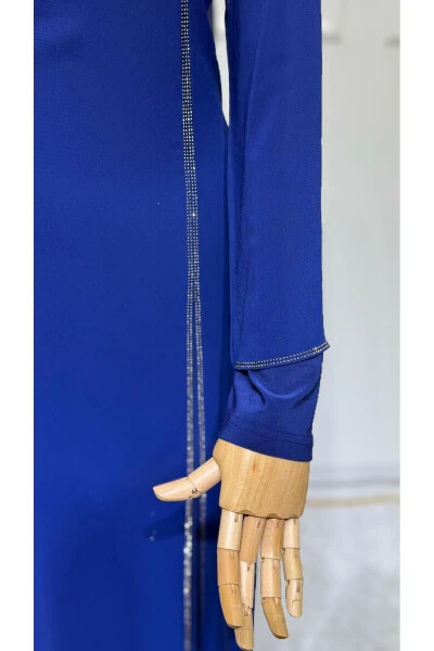 Women's Beaded Chiffon Long Sleeve Beaded Evening Dress New Season - 4