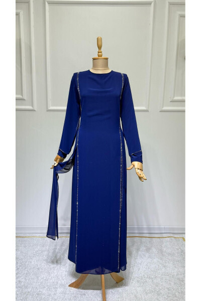 Women's Beaded Chiffon Long Sleeve Beaded Evening Dress New Season 