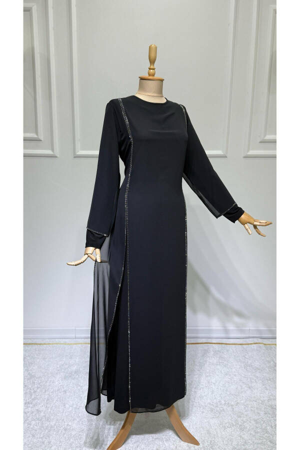 Women's Beaded Chiffon Long Sleeve Beaded Evening Dress New Season - 2