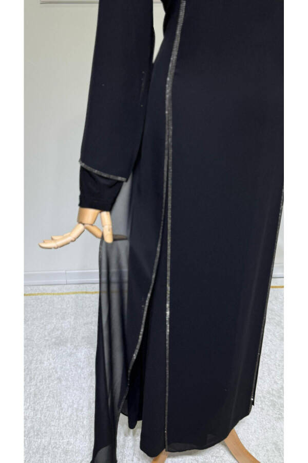 Women's Beaded Chiffon Long Sleeve Beaded Evening Dress New Season - 5